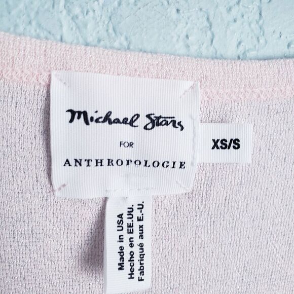 Anthropologie X Michael Stars Twinkle Pink V-neck Long Sleeve Top - Picture 3 of 7